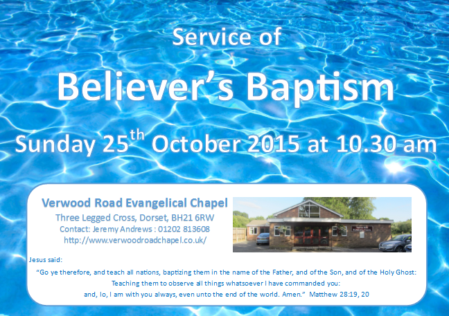Invitation to join us on Sunday morning for the baptismal service