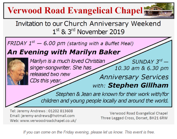 2019 Church Anniversary Invitation 1st & 3rd Nov