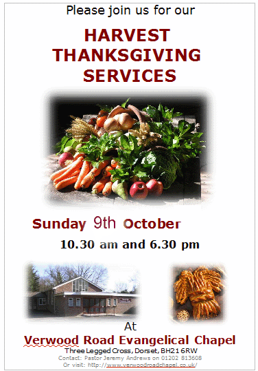 Harvest Invitation 9th October